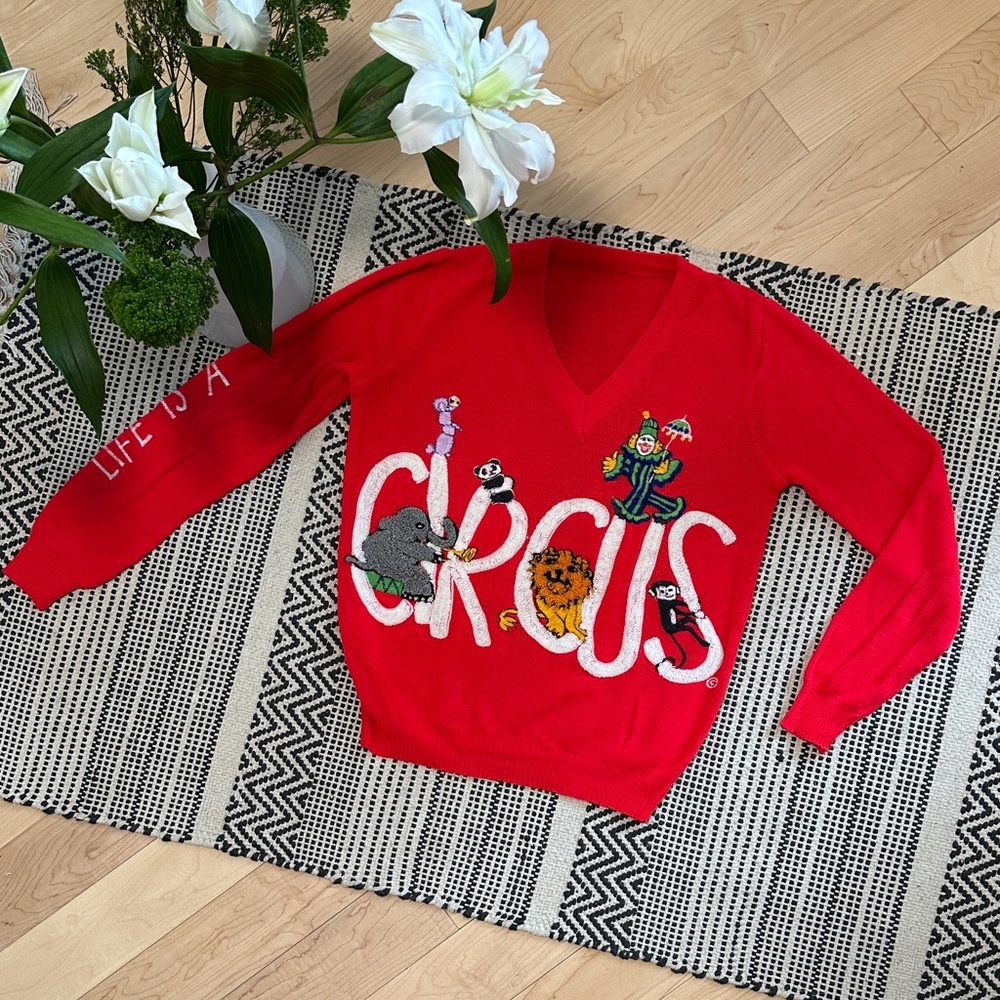 Super Cool Vintage “Life is a Circus” sweater! definitely one of a kind!